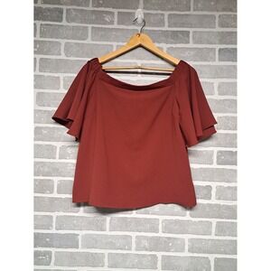 Do + Be Womens Off Shoulder Burgandy Top‎ Back Zip Size Small